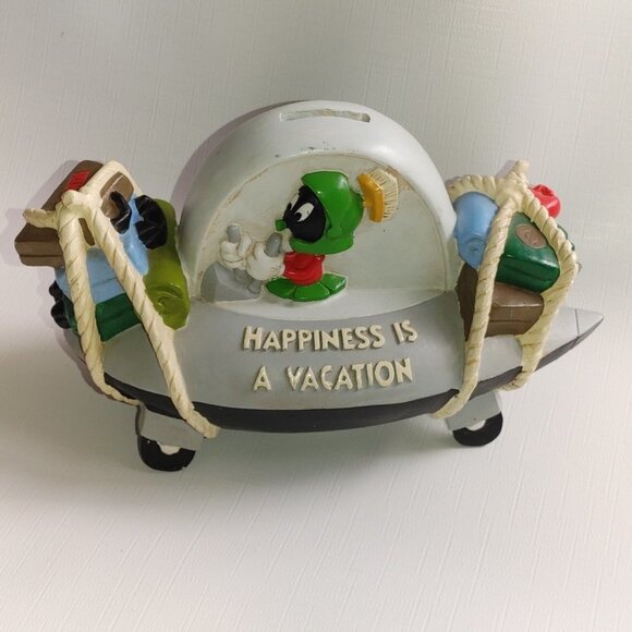 Marvin The Martian & K-9 "Happiness Is A Vacation" Coin Bank 1994 Warner… - Picture 1 of 5